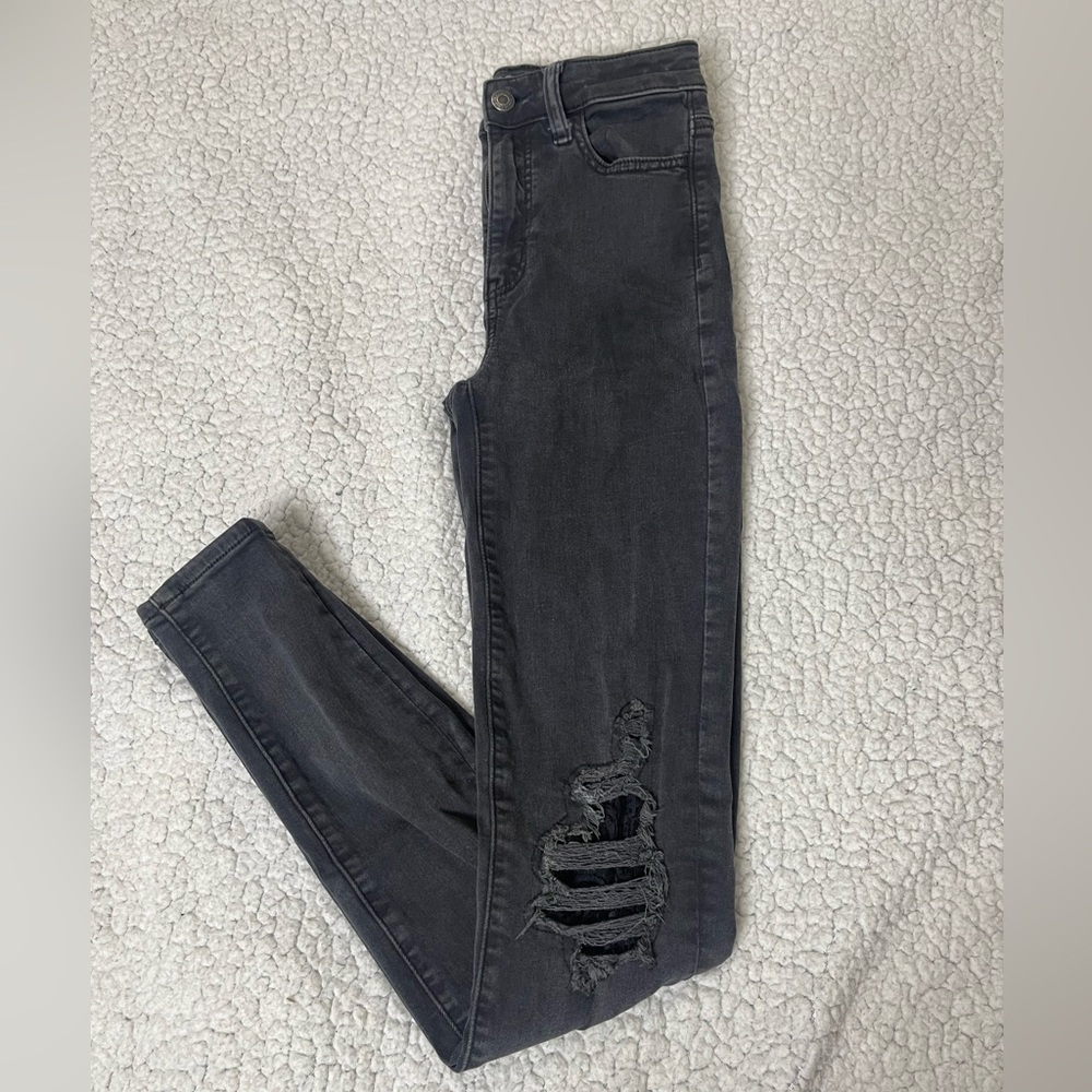 Black denim jeans american eagle size 0